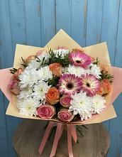 Букет цветов из:  Розы, Герберы и Хризантемы #REPLACE_PRED# Соколе Вологодской области