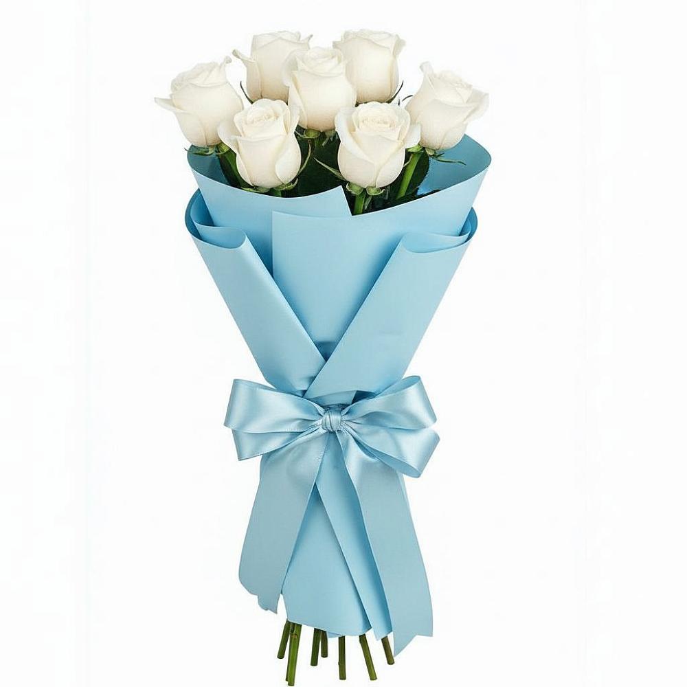 Букет 7 белых роз Проуд в Соколе Вологодской области