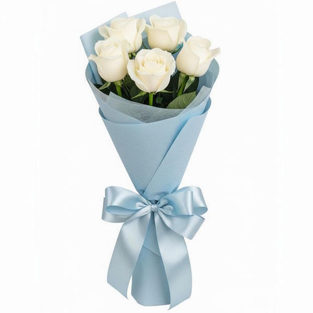 Букет 5 Белых роз Проуд в Соколе Вологодской области