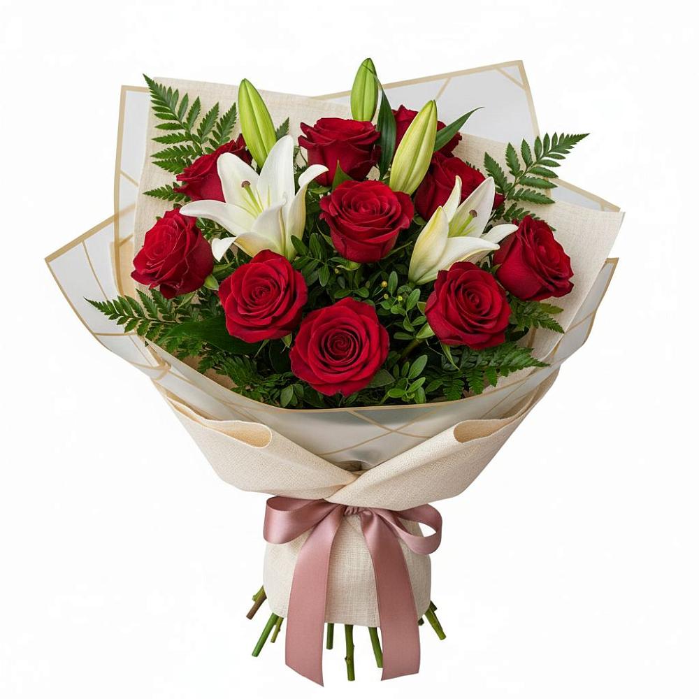 Букет цветов из: Лилии и Розы в Соколе Вологодской области