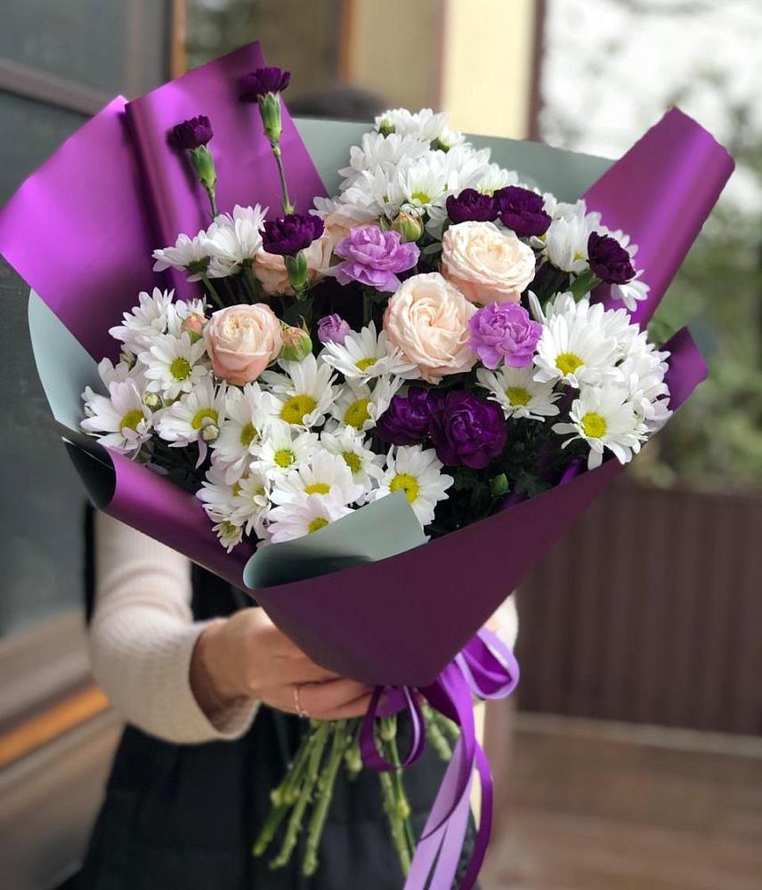 Букет цветов из: Хризантемы, Гвоздики и Розы в Соколе Вологодской области