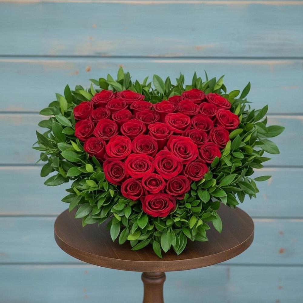 Цветочная композиция из Розы в виде сердца в Соколе Вологодской области