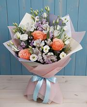 Букет цветов из:  Лизиантусы, Розы, Альстромерии и Гипсофила #REPLACE_PRED# Соколе Вологодской области