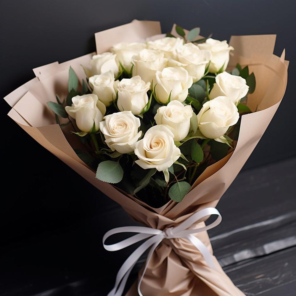 Букет 15 Белых роз в Соколе Вологодской области